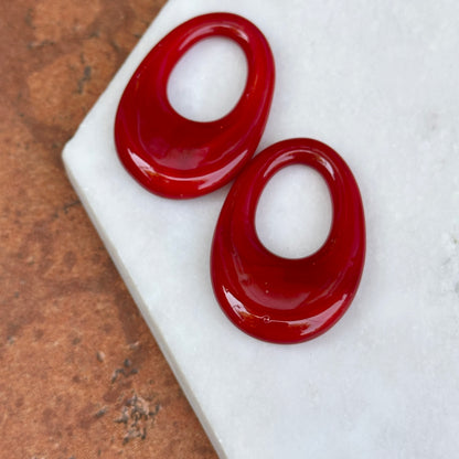 Estate Deep Red Onyx Oval Earring Charms