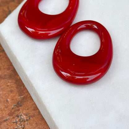 Estate Deep Red Onyx Oval Earring Charms