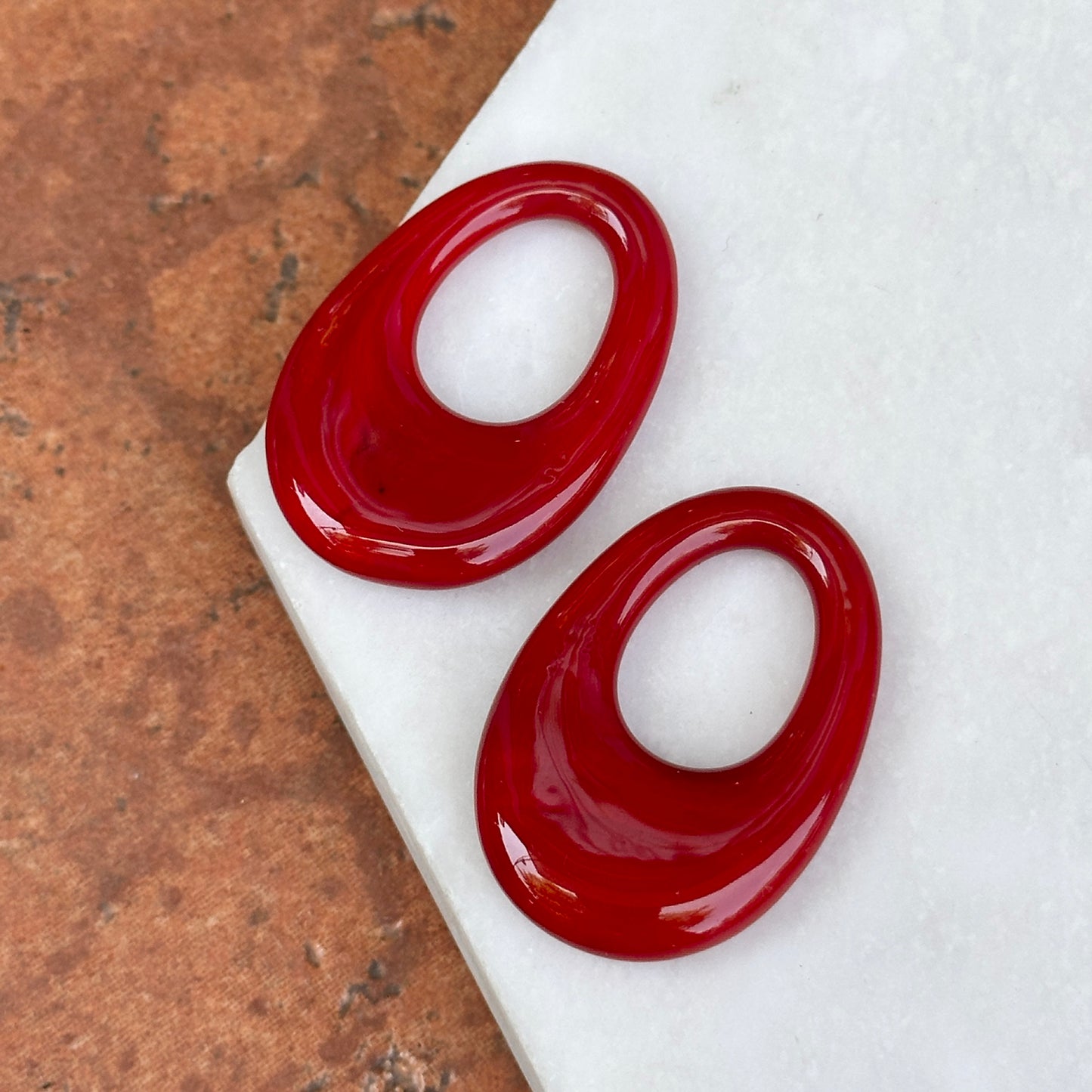 Estate Deep Red Onyx Oval Earring Charms