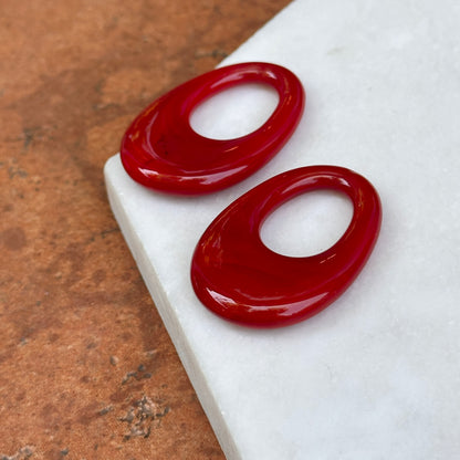 Estate Deep Red Onyx Oval Earring Charms