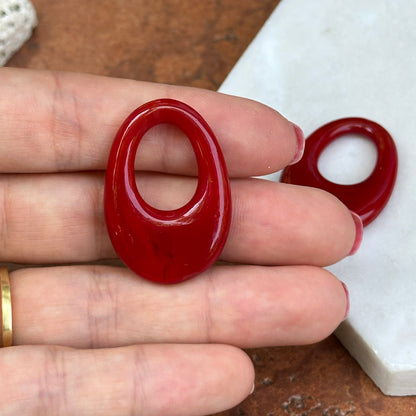 Estate Deep Red Onyx Oval Earring Charms