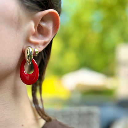 Estate Deep Red Onyx Oval Earring Charms