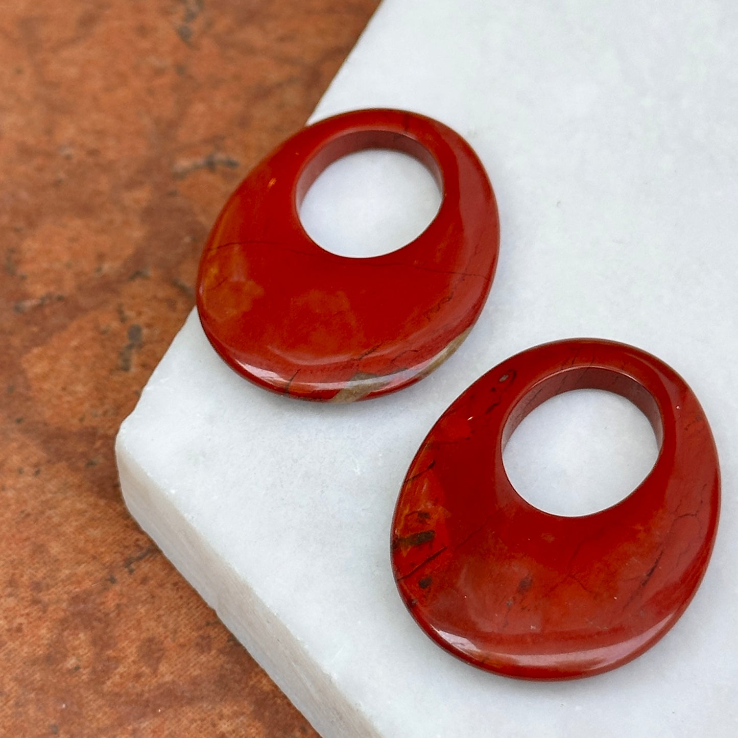 Red Rust Jasper Oval Earring Charms