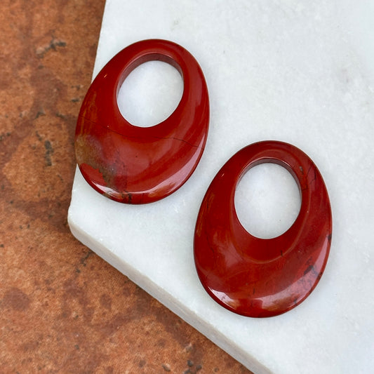 Red Rust Jasper Oval Earring Charms