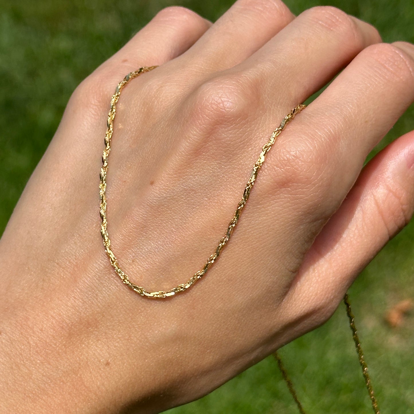 Estate 14KT Yellow Gold Twisted 1.4mm Rope Chain Necklace 24"