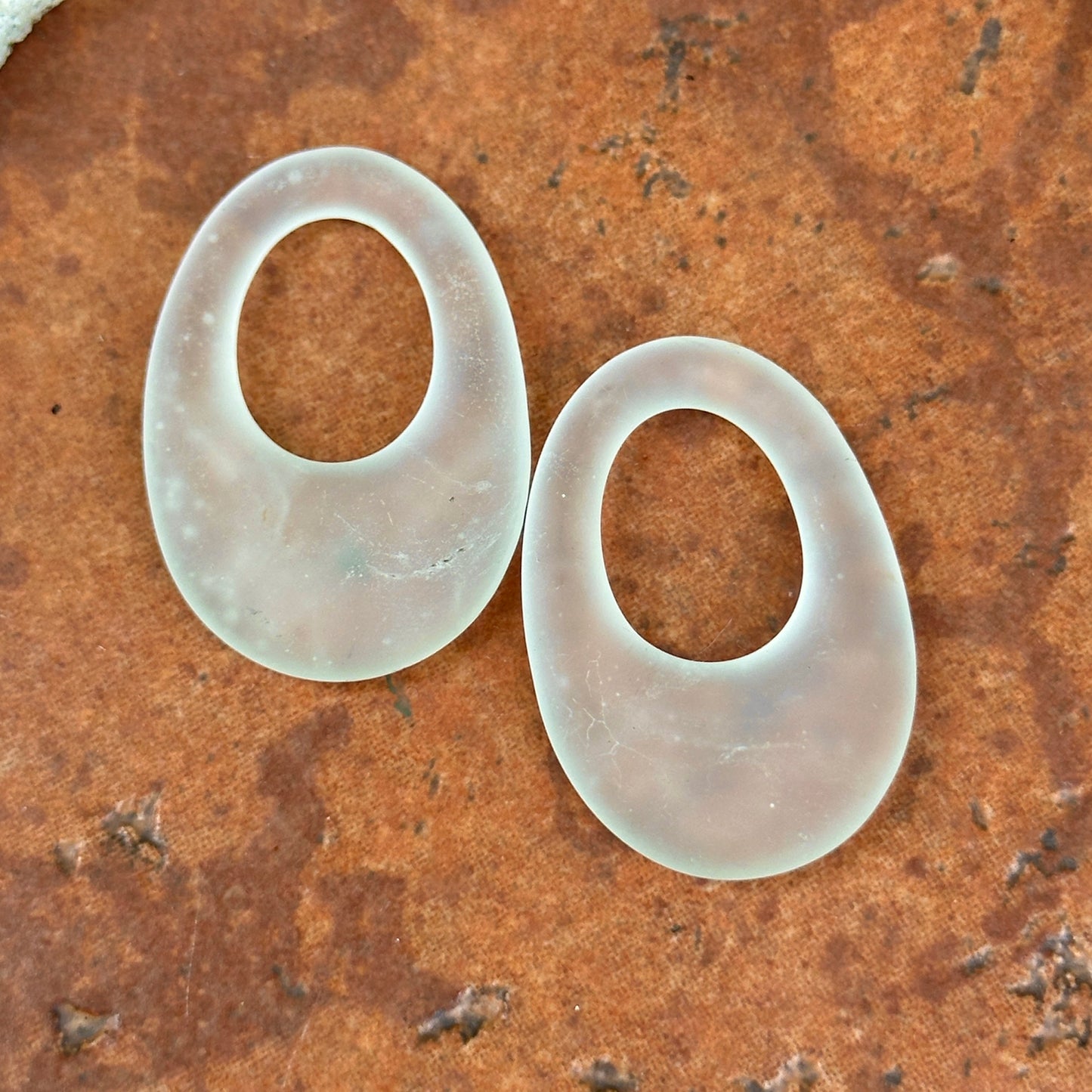 Estate Frosted Crystal Oval Earring Charms