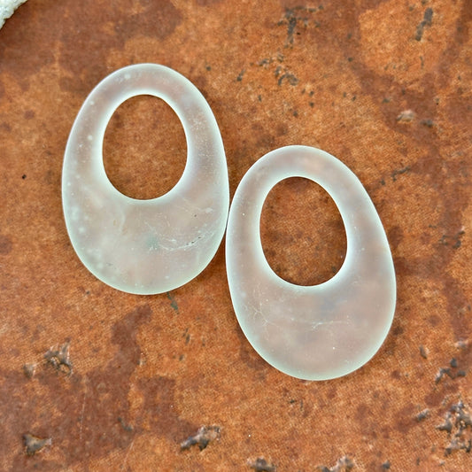 Estate Frosted Crystal Oval Earring Charms