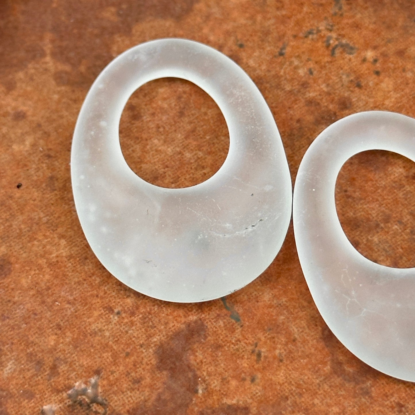 Estate Frosted Crystal Oval Earring Charms
