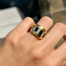 Load image into Gallery viewer, Estate 18KT Yellow Gold Channel Baguette Sapphire + Diamond Ring