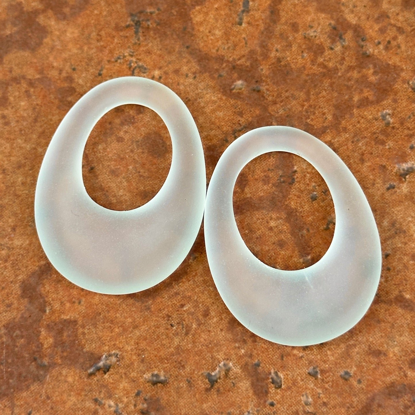 Estate Frosted Crystal Oval Earring Charms