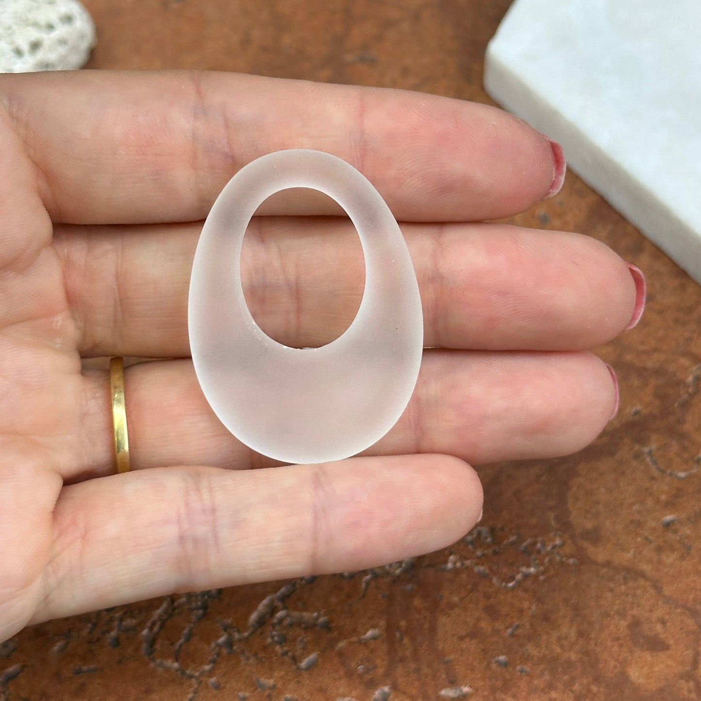 Estate Frosted Crystal Oval Earring Charms