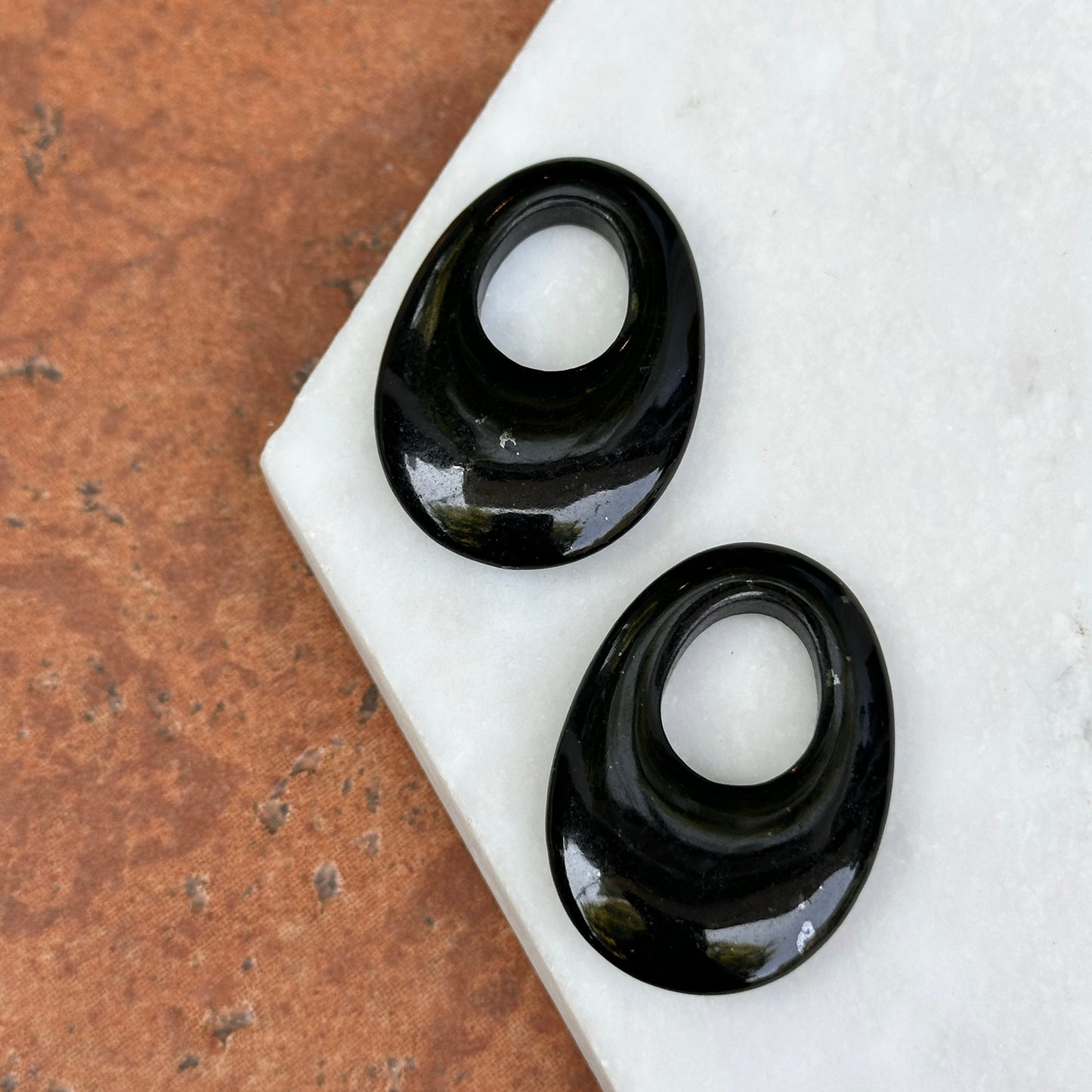 Vintage Black Onyx Oval Earring Charms