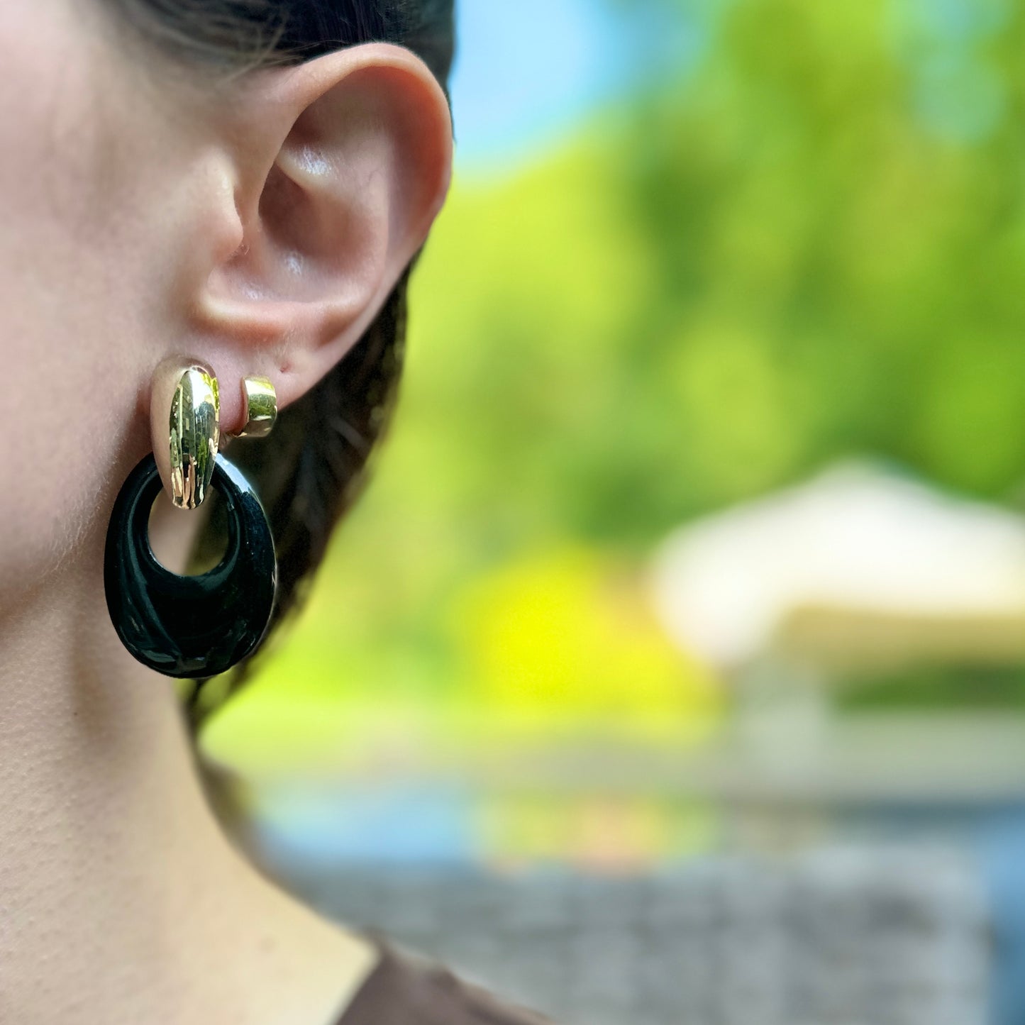 Vintage Black Onyx Oval Earring Charms