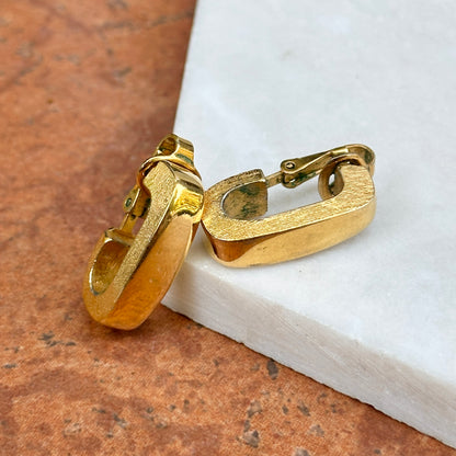 Estate Gold-Tone Half Hoop Clip Back Earrings