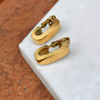 Estate Gold-Tone Half Hoop Clip Back Earrings