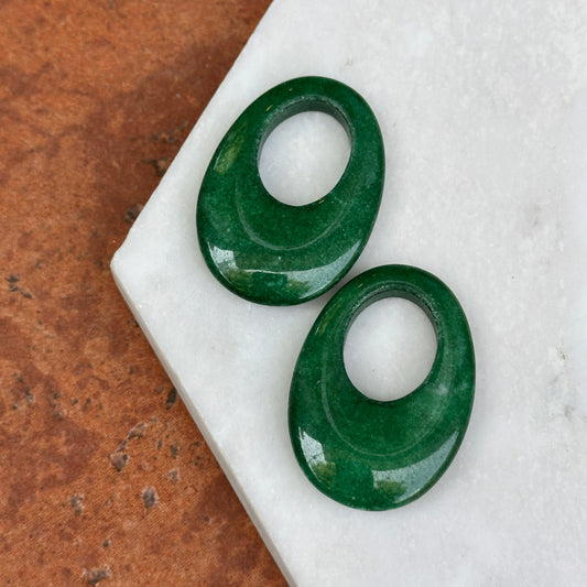 Green Color Howlite or Other Stone Gemstone Oval Earring Charms