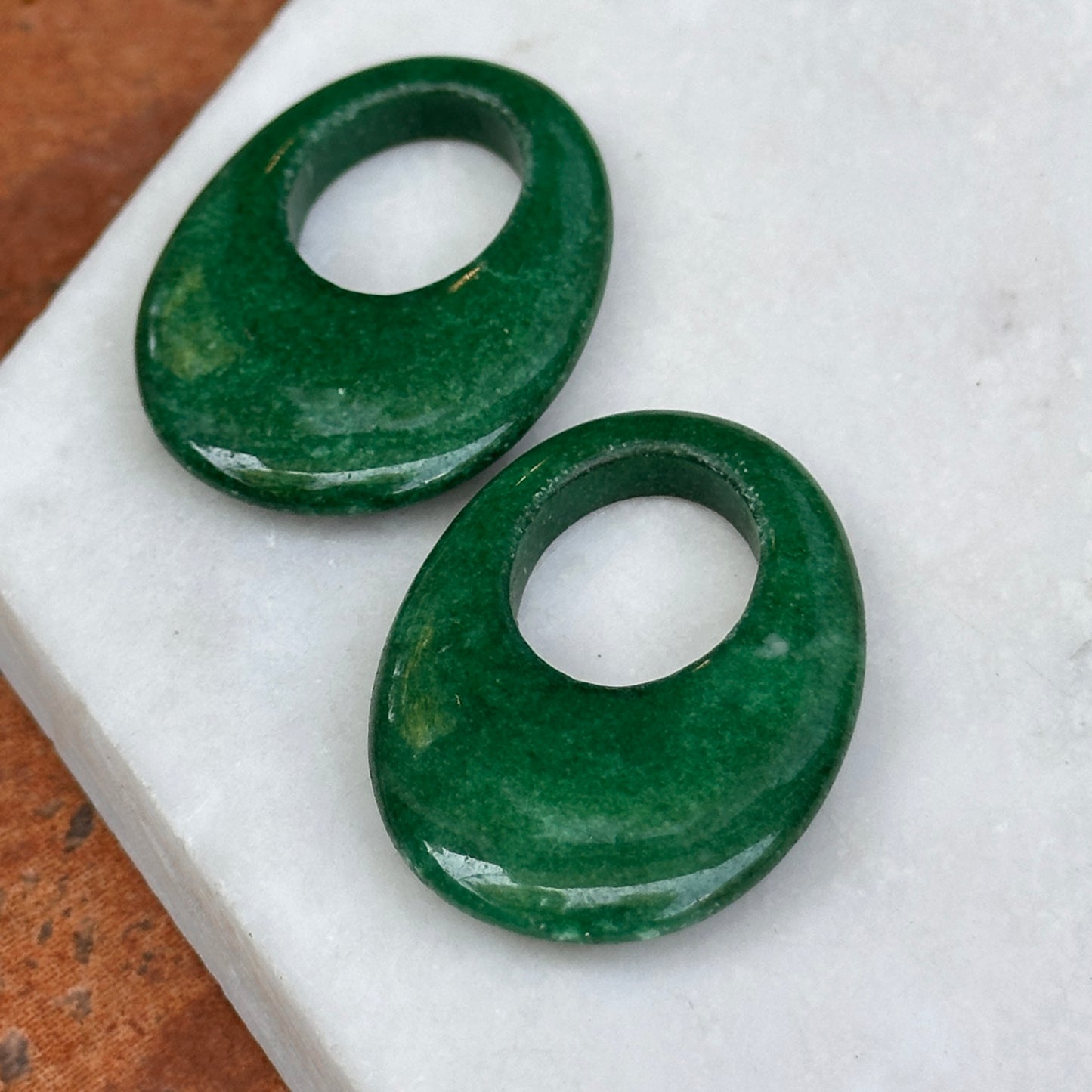 Green Color Howlite or Other Stone Gemstone Oval Earring Charms