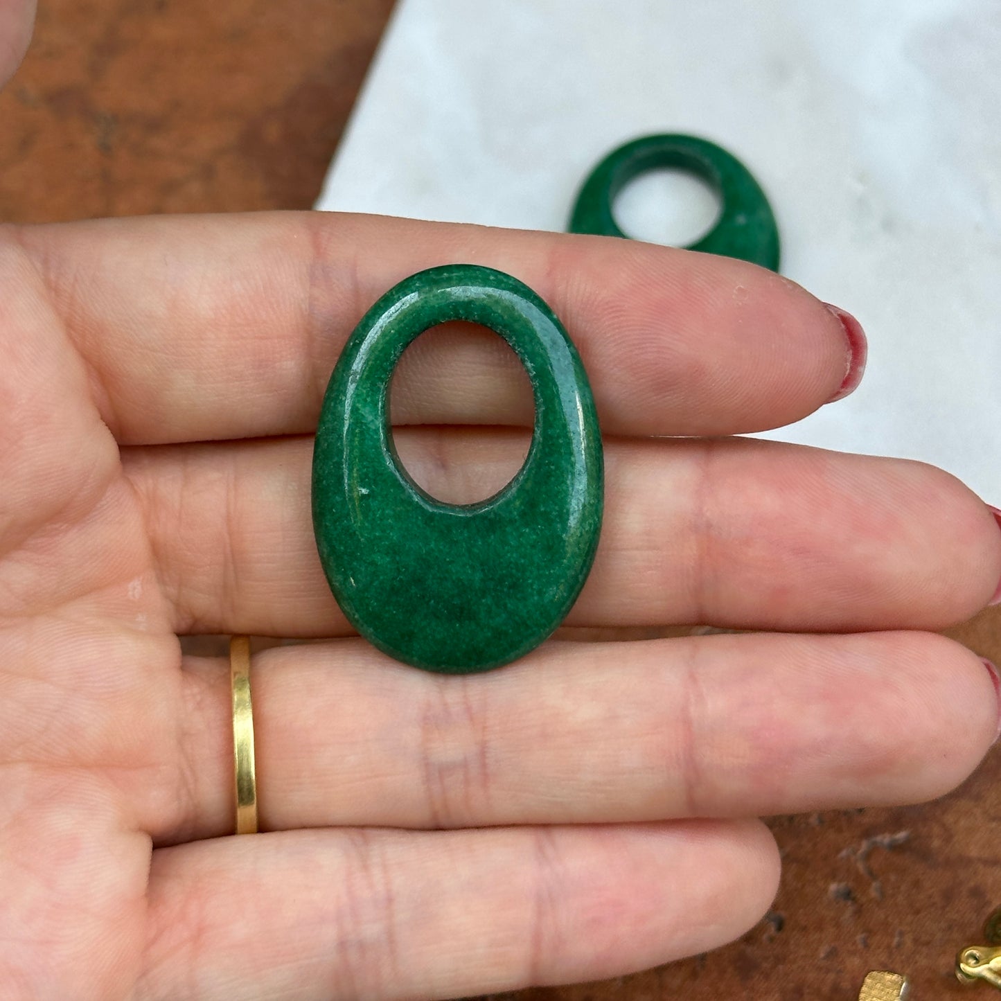 Green Color Howlite or Other Stone Gemstone Oval Earring Charms