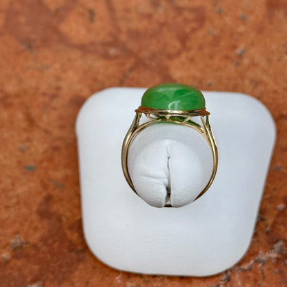 Estate 14KT Yellow Gold Bezel Pear Jade Ring