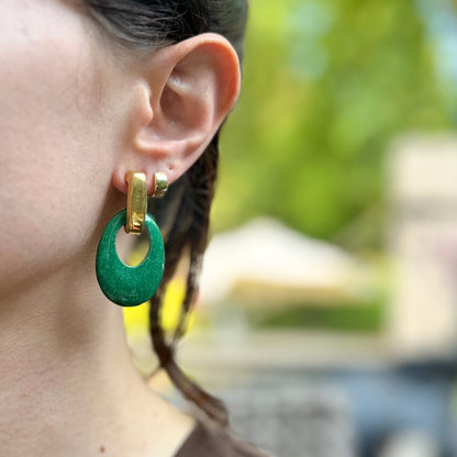 Estate Gold-Tone Half Hoop Clip Back Earrings