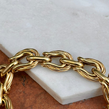 Estate 18KT Yellow Gold Toggle Clasp Horse-Bit Bridle Links Textured Bracelet
