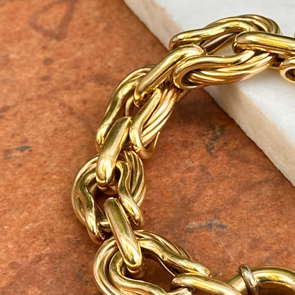 Estate 18KT Yellow Gold Toggle Clasp Horse-Bit Bridle Links Textured Bracelet
