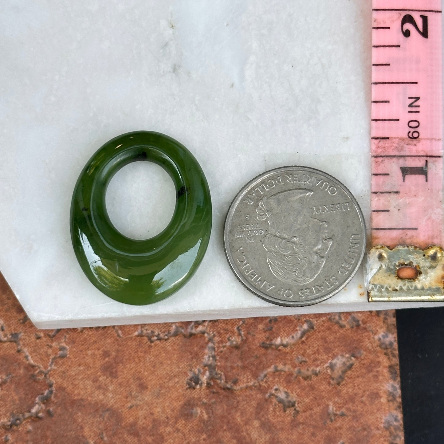 Vintage Serpentine Green Jade Oval Pendant Charm