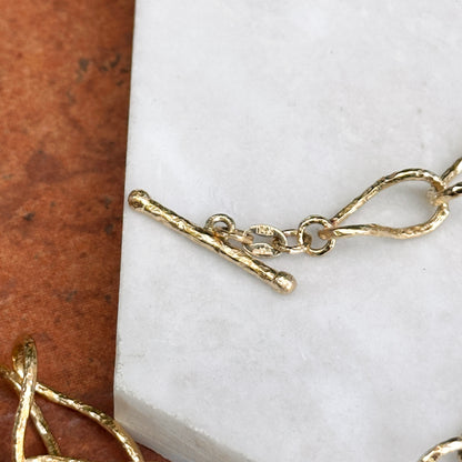 Estate 14KT Yellow Gold Oval Twisted Links Toggle Necklace 34"