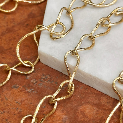 Estate 14KT Yellow Gold Oval Twisted Links Toggle Necklace 34"