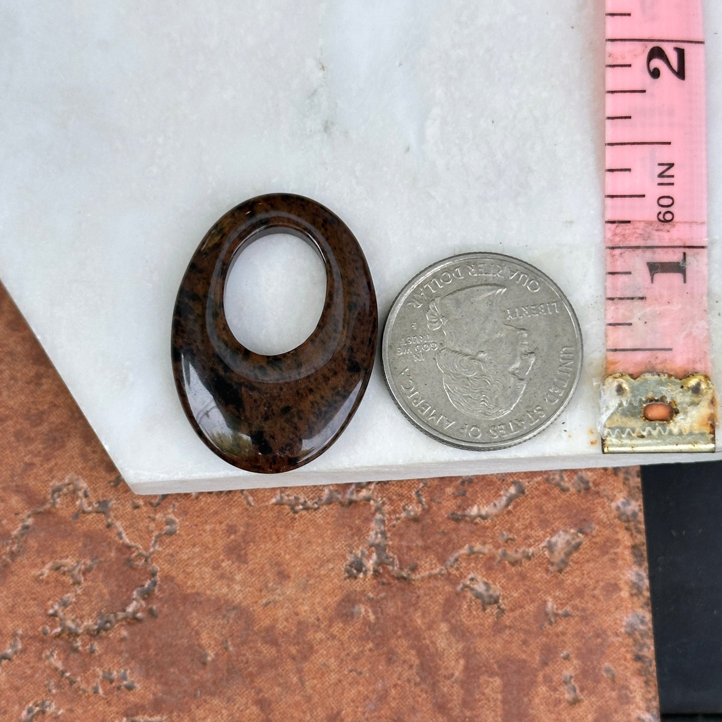 Brown and Black Marbled Jasper Oval Earring Charms