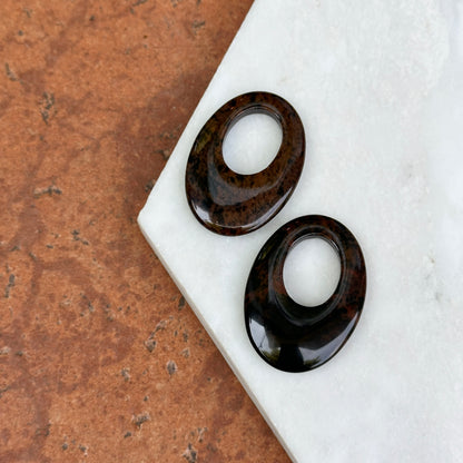Brown and Black Marbled Jasper Oval Earring Charms