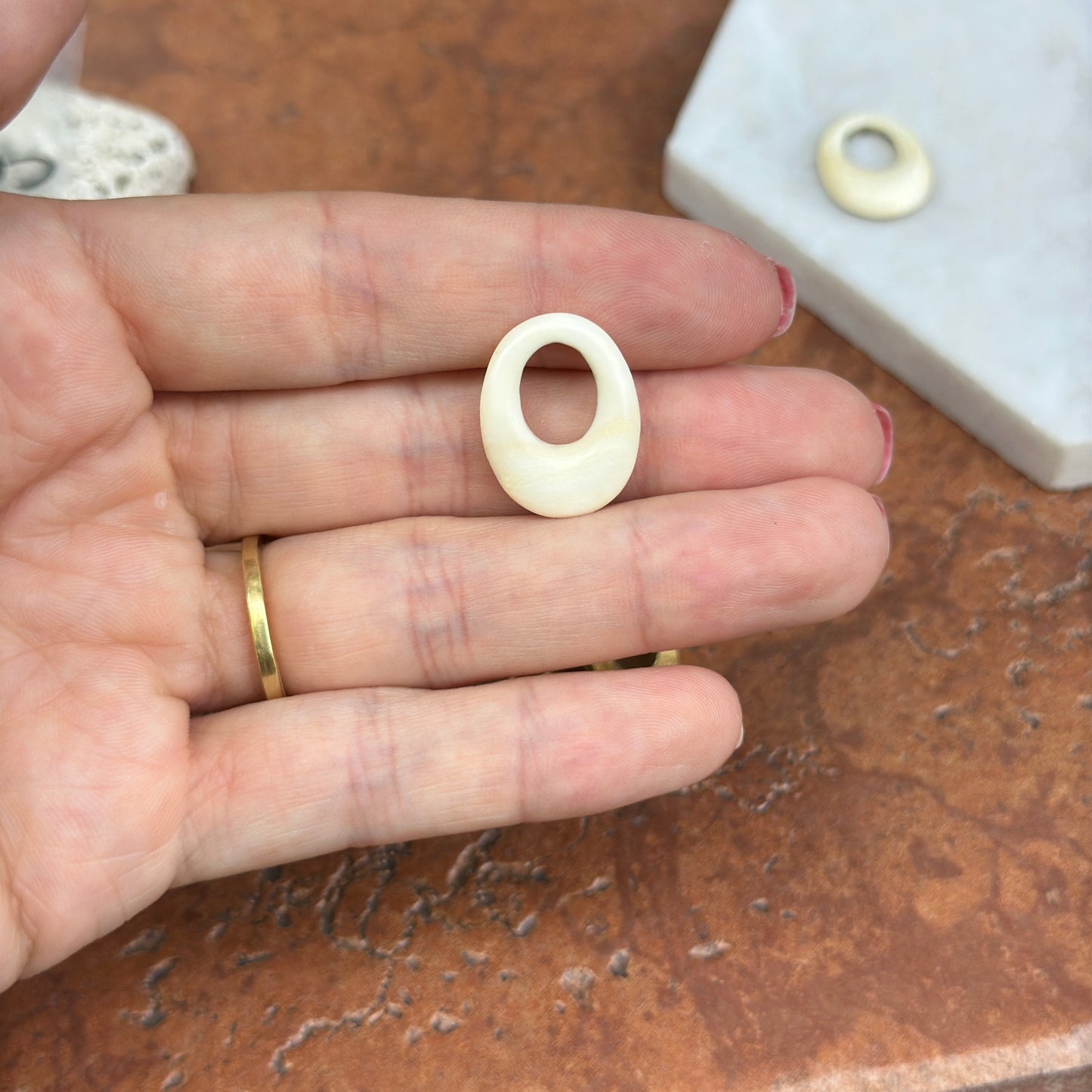 Vintage Cream Oval Earring Charms Mini