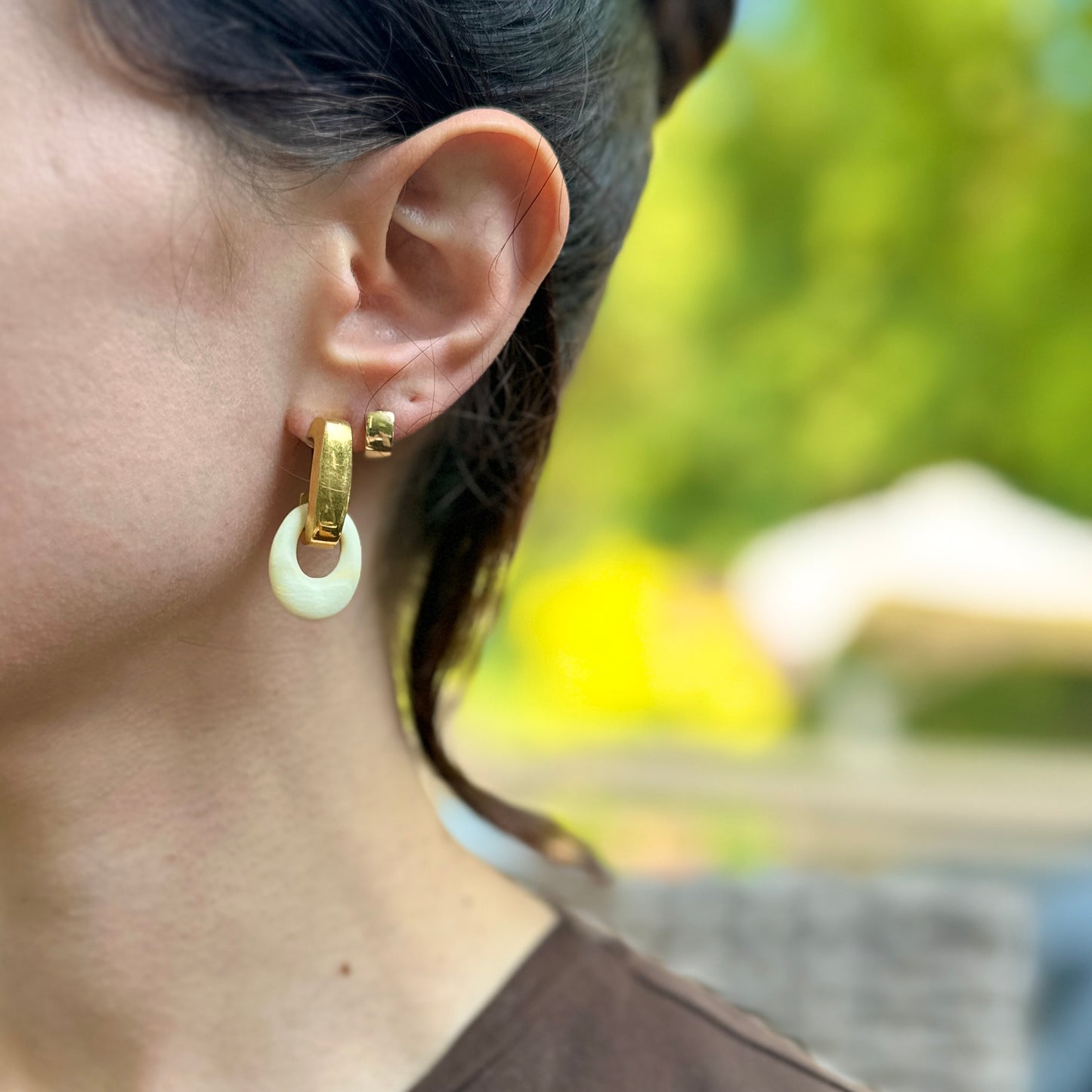 Vintage Cream Oval Earring Charms Mini