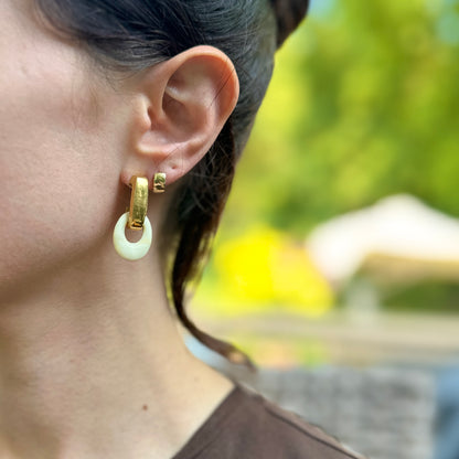 Vintage Cream Oval Earring Charms Mini