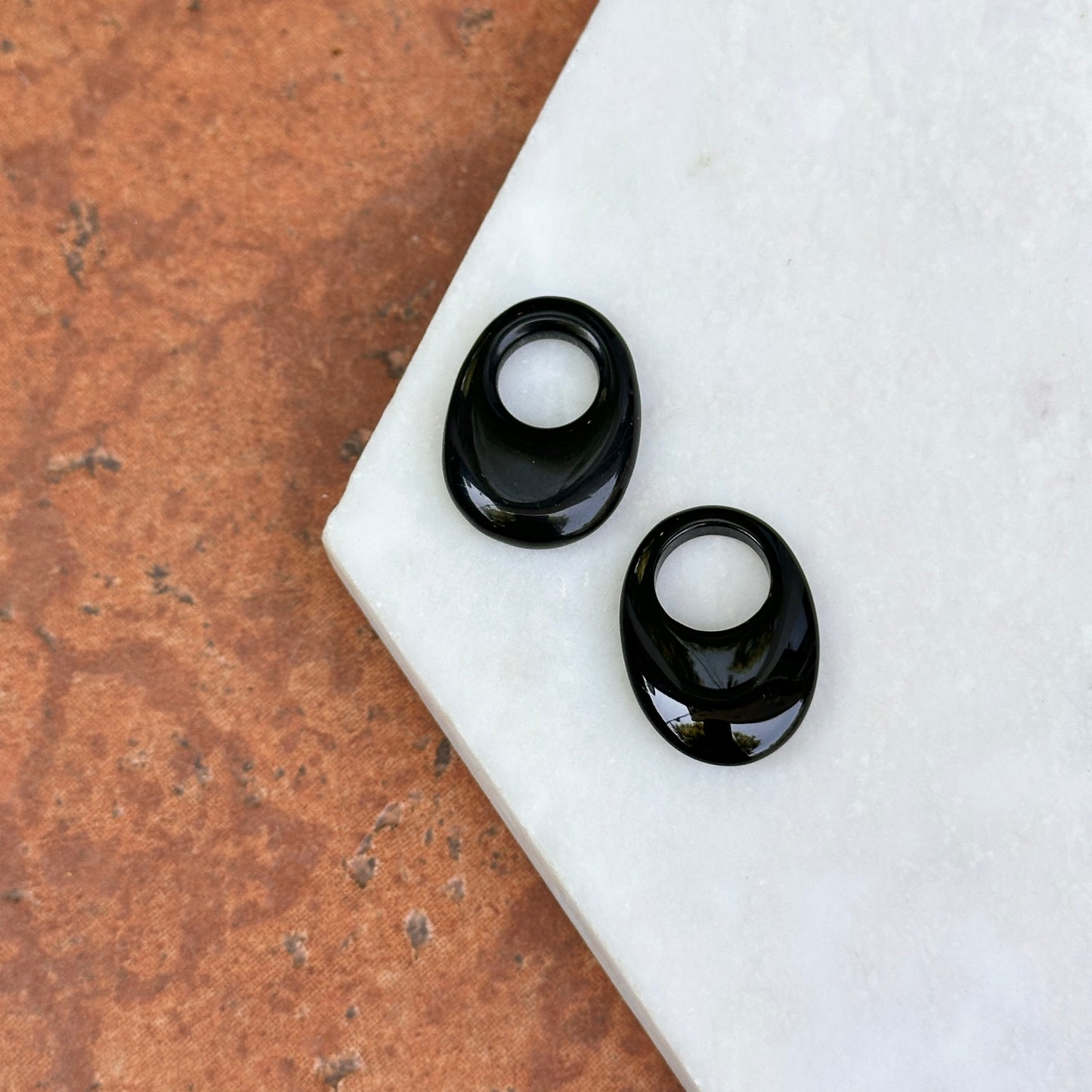 Vintage Black Onyx Oval Earring Charms MINI