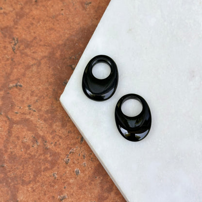 Vintage Black Onyx Oval Earring Charms MINI