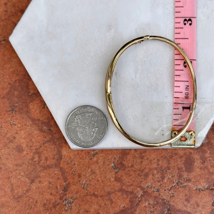 Estate 14KT Yellow Gold Gypsy Diamond Matte & Shiny Bangle Bracelet