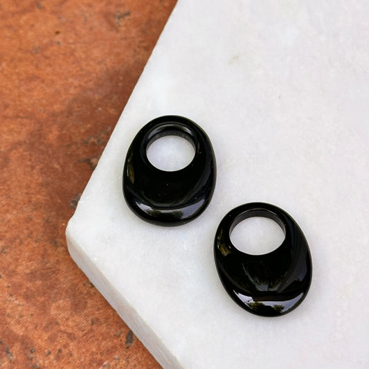 Vintage Black Onyx Oval Earring Charms MINI