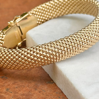 Estate 14KT Yellow Gold + White Gold Popcorn Mesh Bracelet