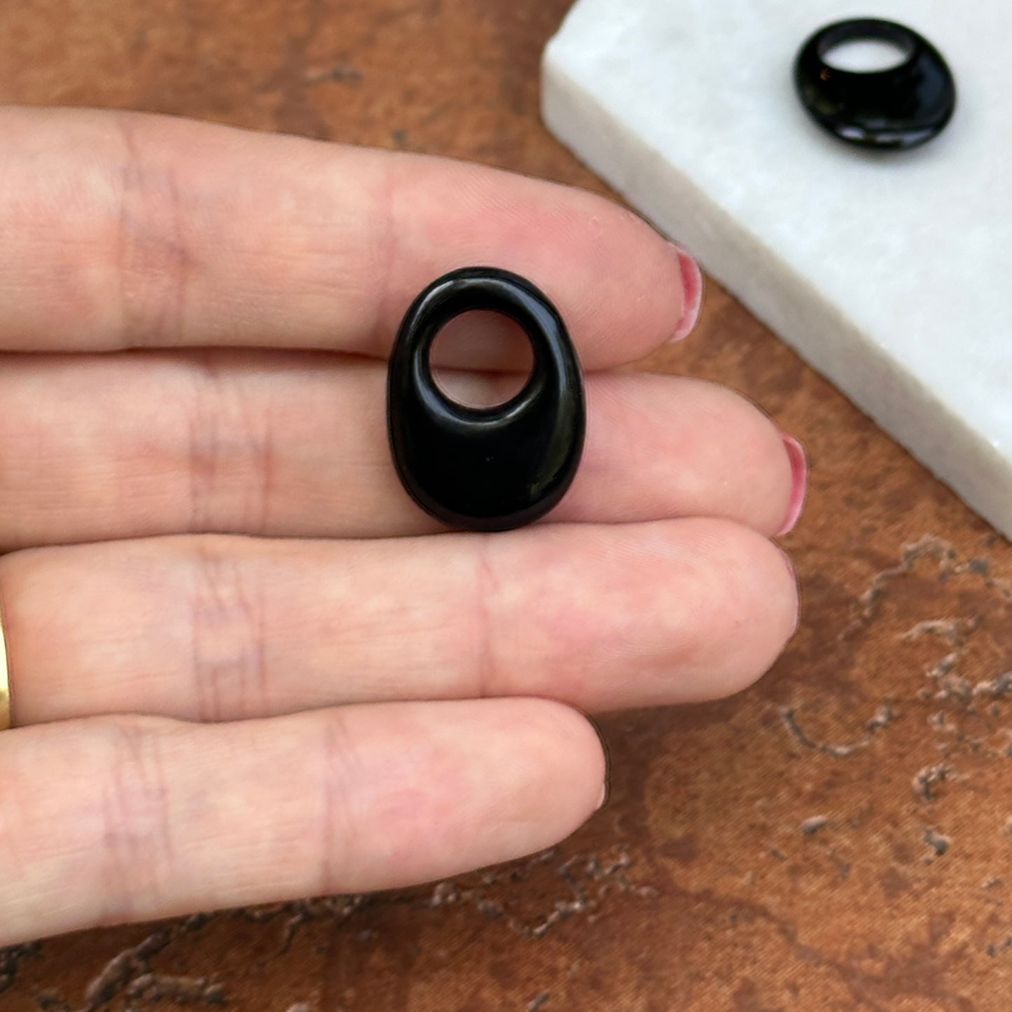 Vintage Black Onyx Oval Earring Charms MINI