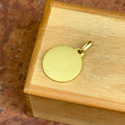 14KT Yellow Gold Our Lady of Guadalupe Round Matte Medal Pendant 16mm