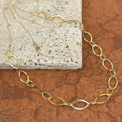 14KT Yellow Gold Oval Interlocking Links Chain Necklace 26"