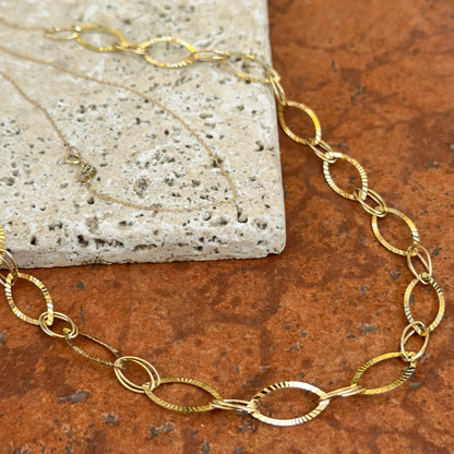 14KT Yellow Gold Oval Interlocking Links Chain Necklace 26"