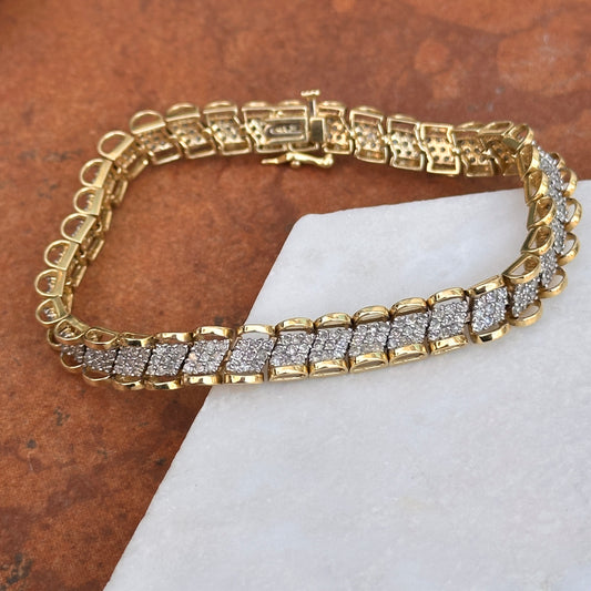 Estate 14KT Yellow Gold Diamond Mesh Link Bracelet