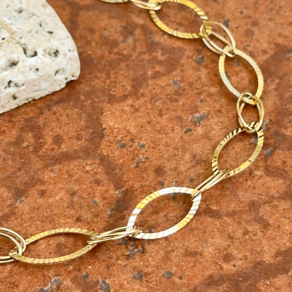 14KT Yellow Gold Oval Interlocking Links Chain Necklace 26"