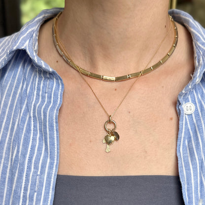 14KT Yellow Gold Circle Push-In Charm Holder Pendant 12mm