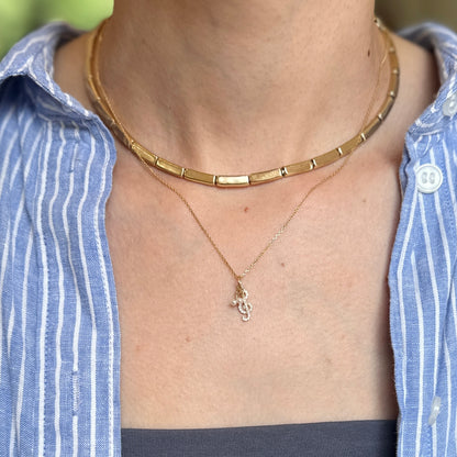 14KT Yellow Gold Freshwater Cultured Pearl Music Note + CZ Treble Clef Charm Pendant