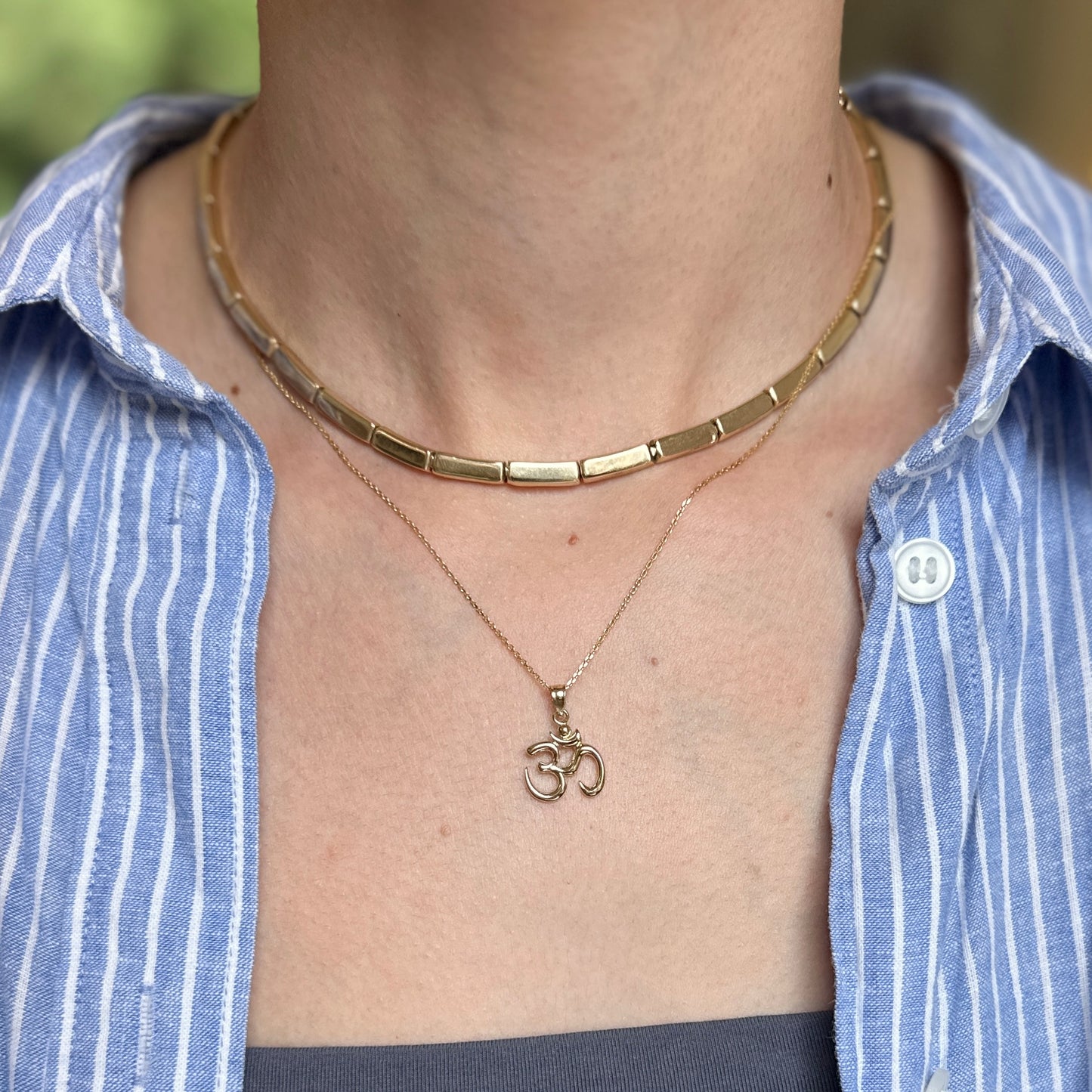 14KT Yellow Gold OM Symbol Charm Pendant