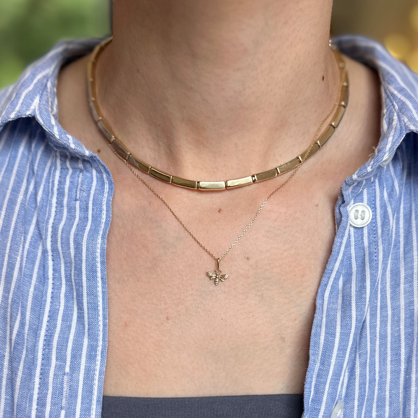 14KT Yellow Gold Honey Bee Detailed Small Pendant Charm - LSJ