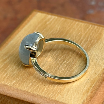 Estate 14KT Yellow Gold Moonstone + Diamond Accent Ring